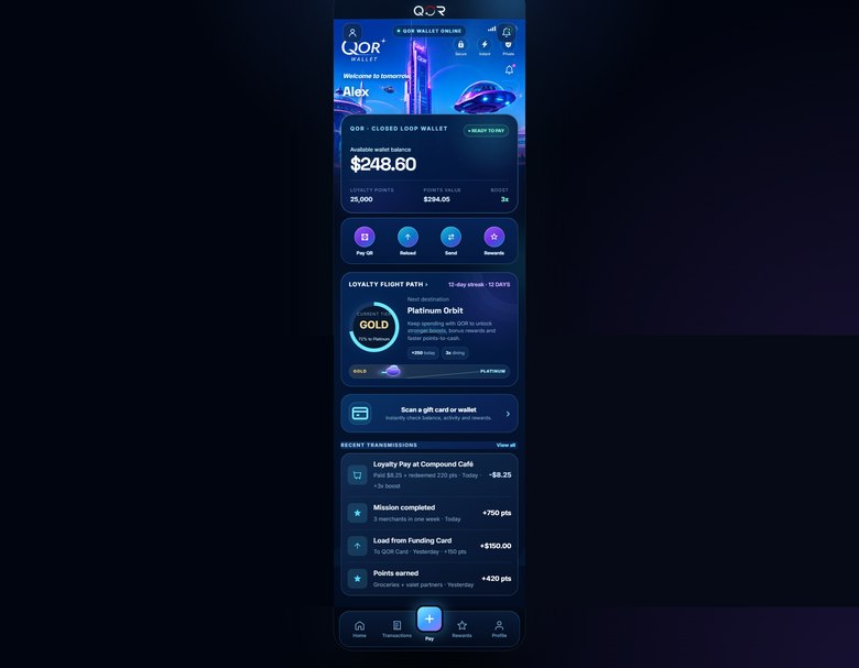 QOR Wallet home screen